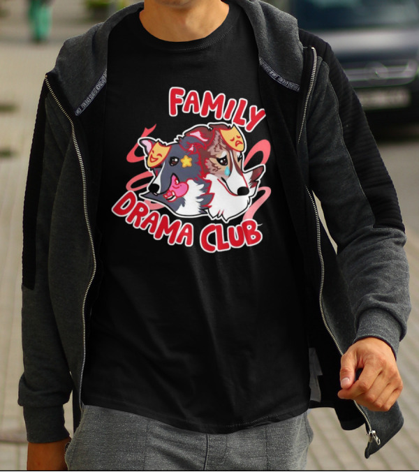 FAMILY DRAMA CLUB Dog Faces With Theater Masks T-Shirt