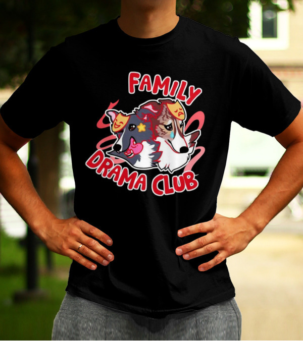 FAMILY DRAMA CLUB Dog Faces With Theater Masks T-Shirt