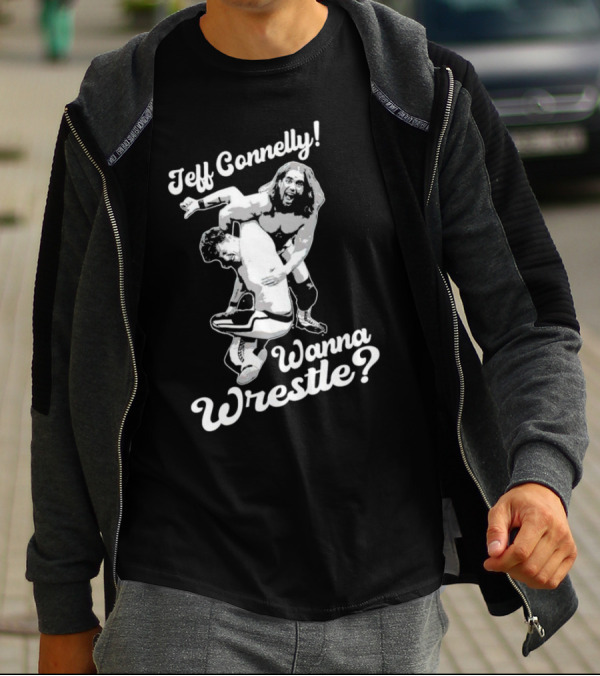 Jeff Connelly Ready To Rumble Wanna Wrestle Bold Wrestling Challenge T-Shirt