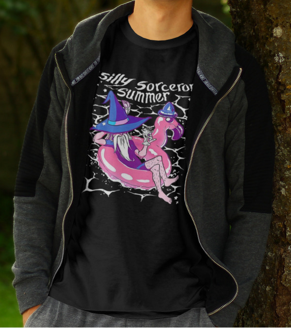 Silly Sorceror Summer Wizard In Flamingo Float With Sweet Tea T-Shirt