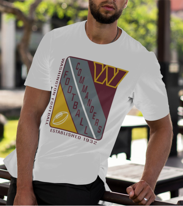 Washington Football Commanders Shield Football Established 1932 T-Shirt