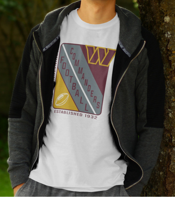 Washington Football Commanders Shield Football Established 1932 T-Shirt