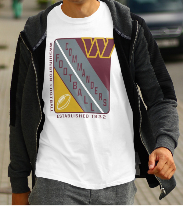 Washington Football Commanders Shield Football Established 1932 T-Shirt