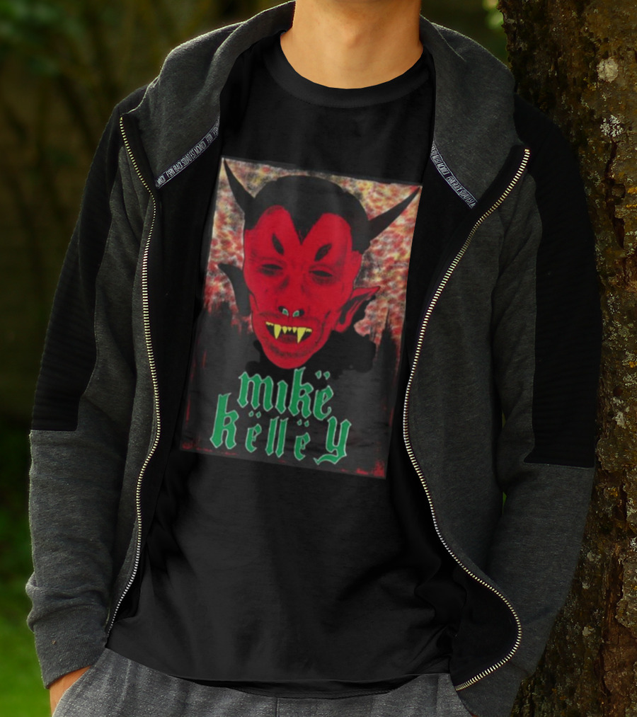 Mike Kelley Satan's Nostrils Devil Face Red With Green Gothic Text T-Shirt