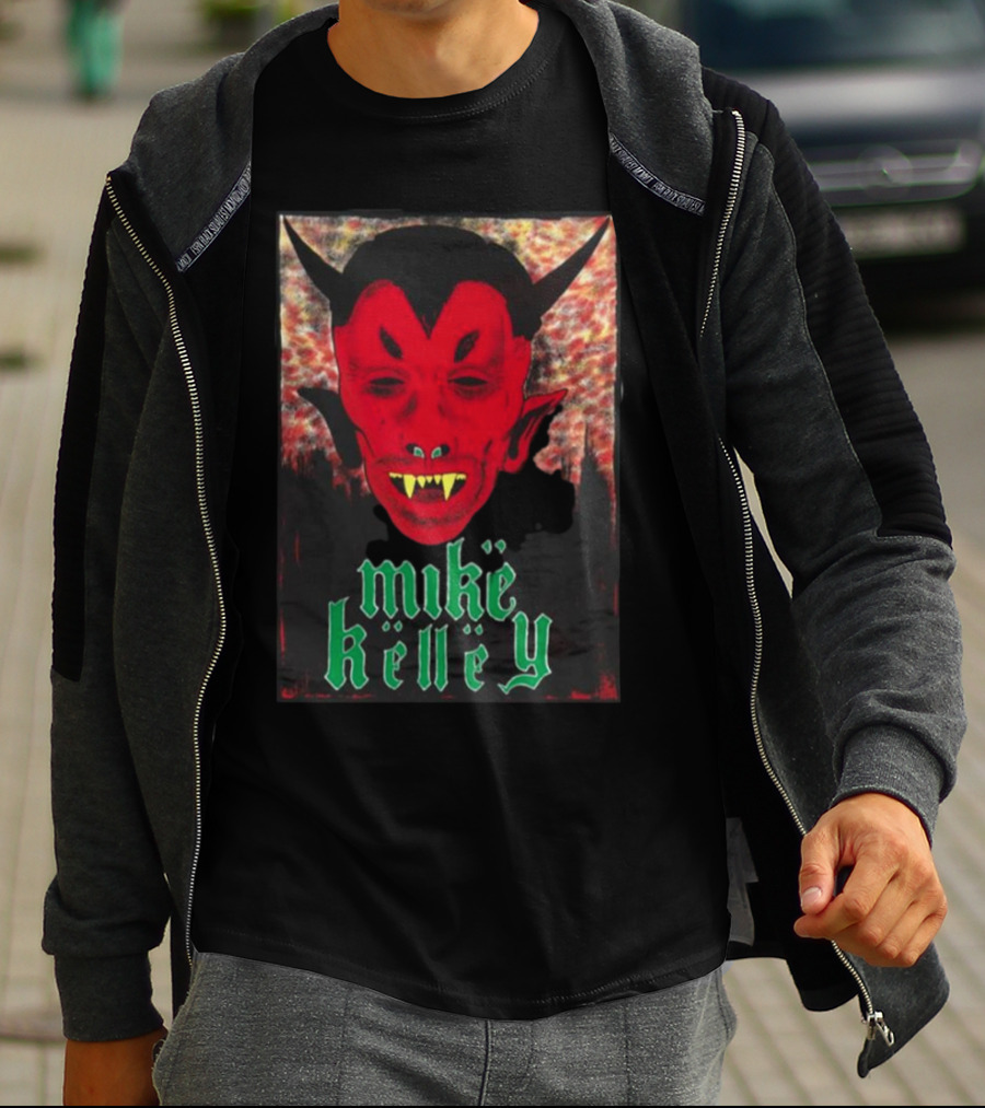 Mike Kelley Satan's Nostrils Devil Face Red With Green Gothic Text T-Shirt