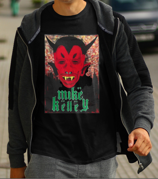 Mike Kelley Satan's Nostrils Devil Face Red With Green Gothic Text T-Shirt