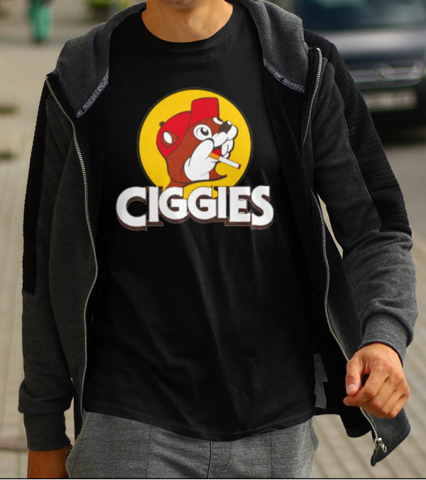 Ciggies Beanie Cap Cartoon Rodent Smoking T-Shirt