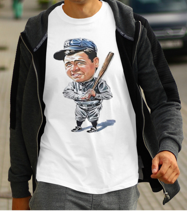 Babe Ruth NY Baseball Retro Caricature T-Shirt