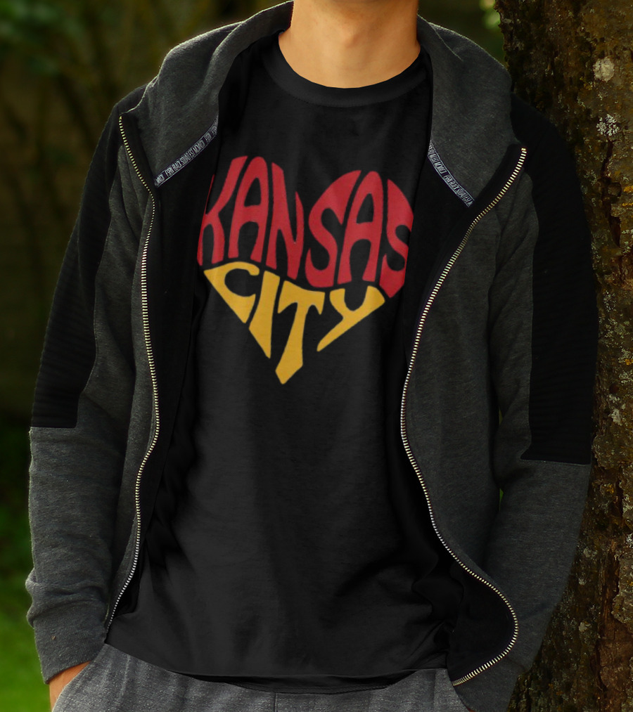Kansas City Heart Text In Red And Yellow Shaped As A Heart T-Shirt