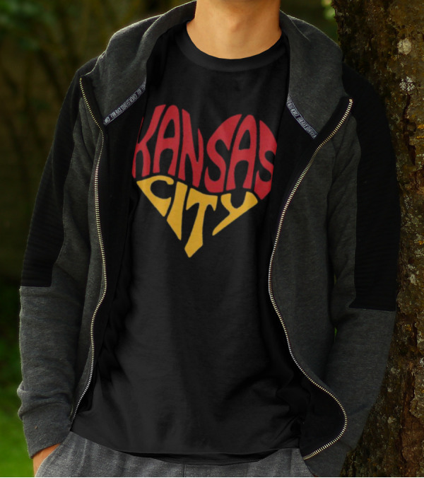 Kansas City Heart Text In Red And Yellow Shaped As A Heart T-Shirt