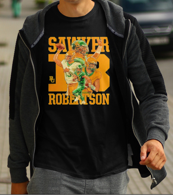 Baylor Bears Sawyer Robertson 13 Football Quarterback BU T-Shirt