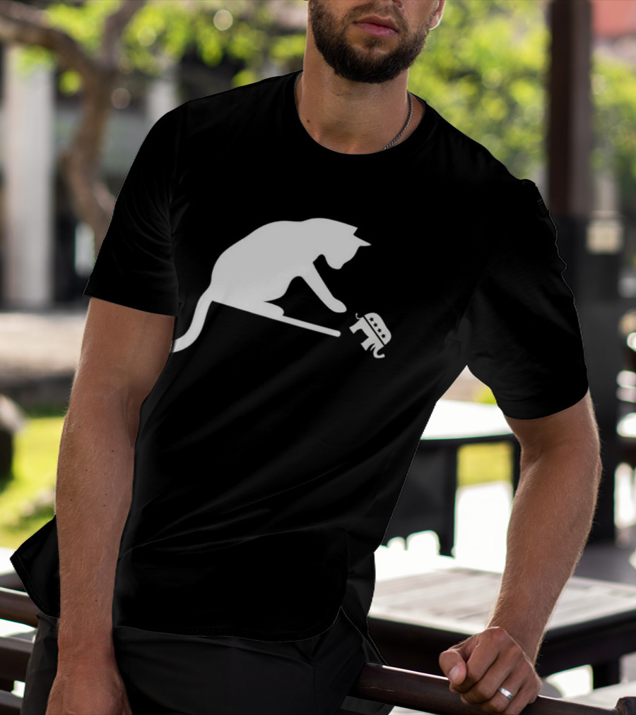 Childless Cat Lady Drop The Hate With Cat Playing With Republican Elephant T-Shirt