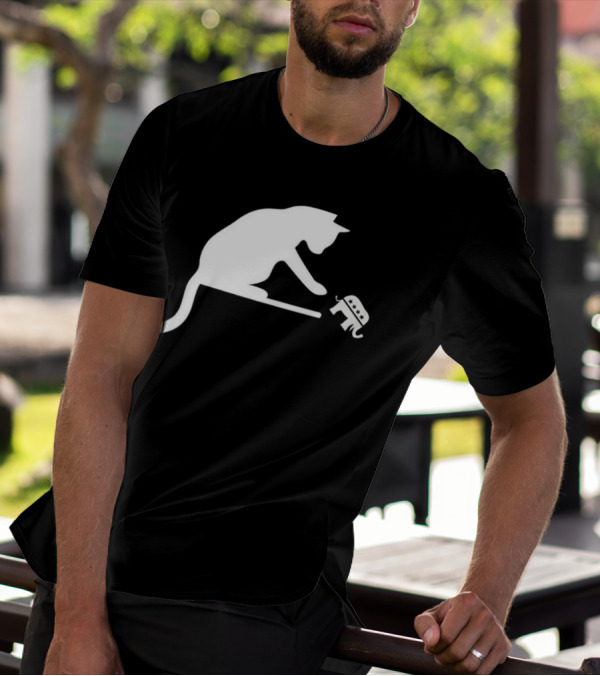 Childless Cat Lady Drop The Hate With Cat Playing With Republican Elephant T-Shirt