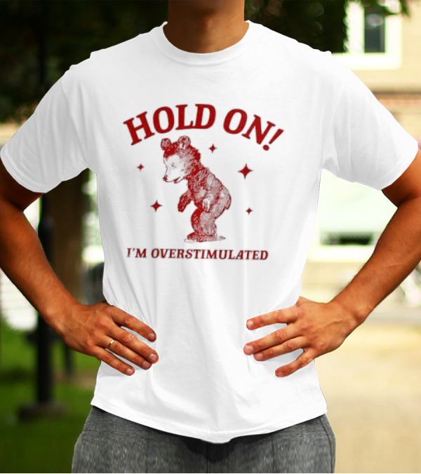 Hold On I'm Overstimulated Bear T-Shirt