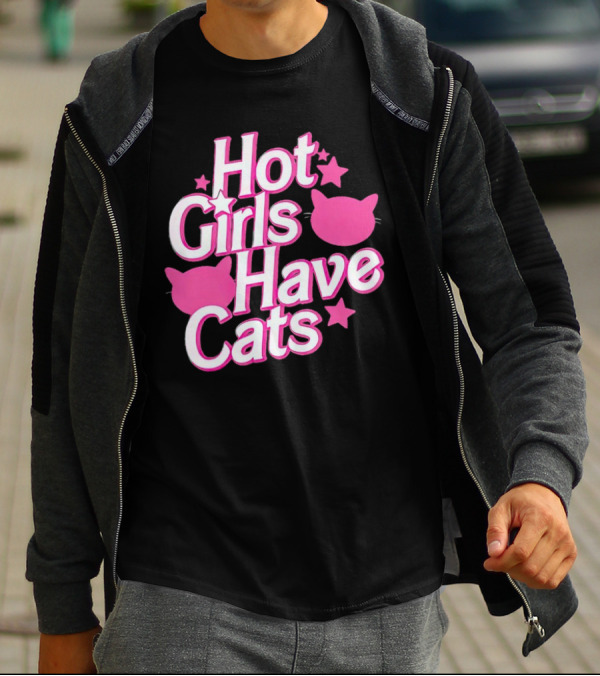 Hot Girls Have Cats Barbie Cats And Stars T-Shirt