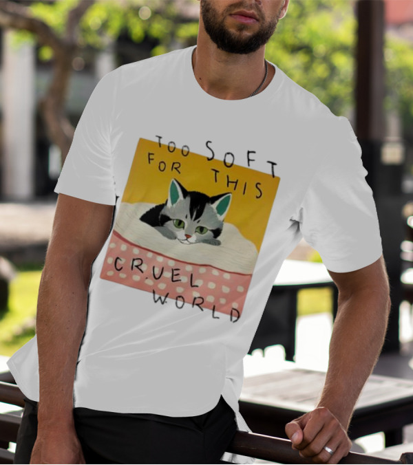 Too Soft For This Cruel World Cat In Cozy Blanket T-Shirt