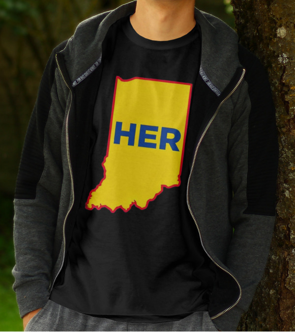 Caitlin Clark Indiana Fever Her State Yellow Map With Blue HER T-Shirt