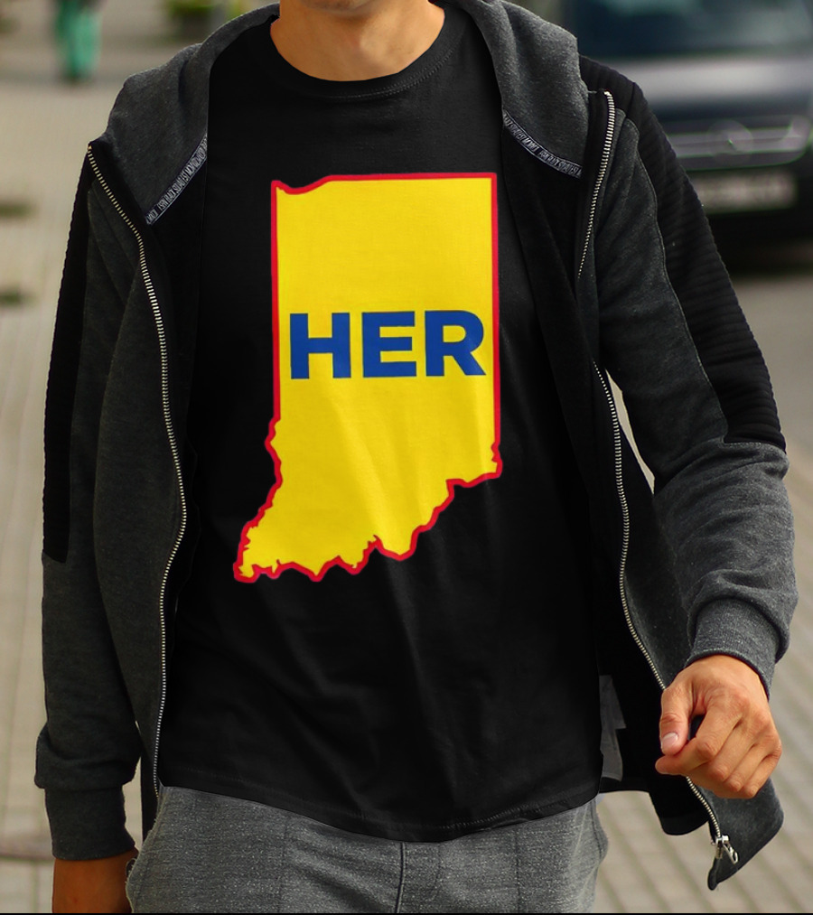 Caitlin Clark Indiana Fever Her State Yellow Map With Blue HER T-Shirt