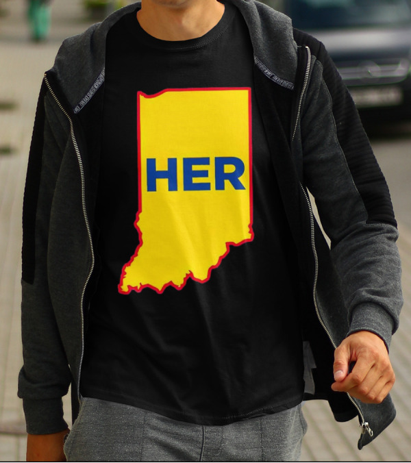 Caitlin Clark Indiana Fever Her State Yellow Map With Blue HER T-Shirt
