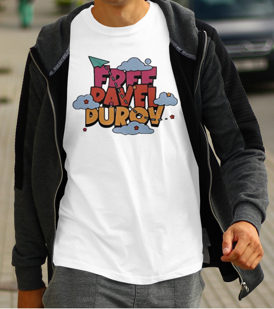 Free Pavel Durov Telegram Graffiti Clouds Paper Airplane T-Shirt