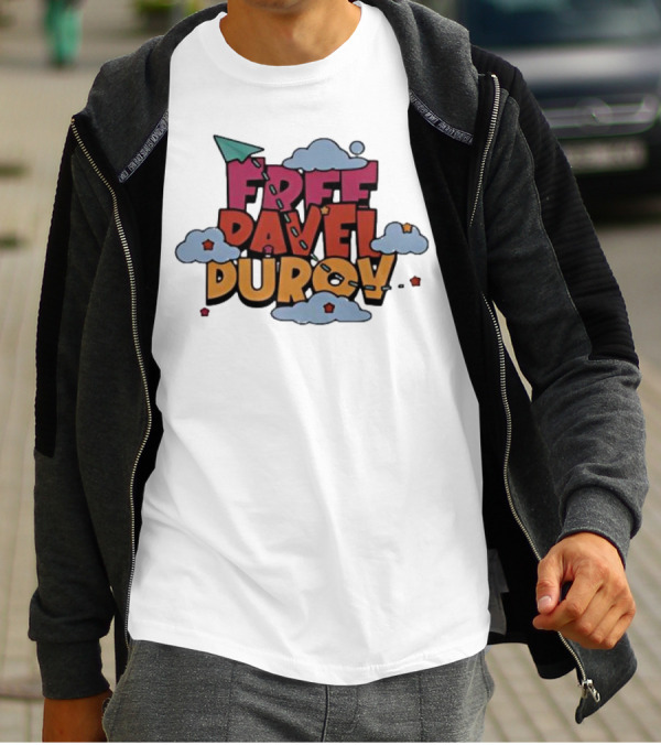 Free Pavel Durov Telegram Graffiti Clouds Paper Airplane T-Shirt