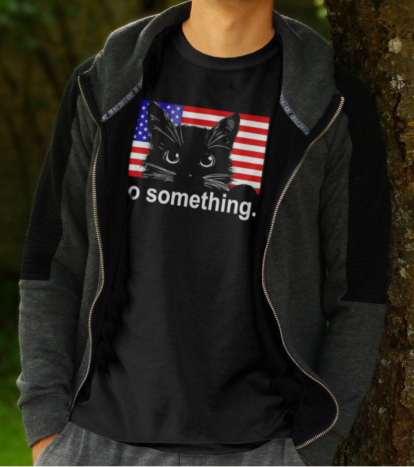 Cat Do Something America Flag T-Shirt