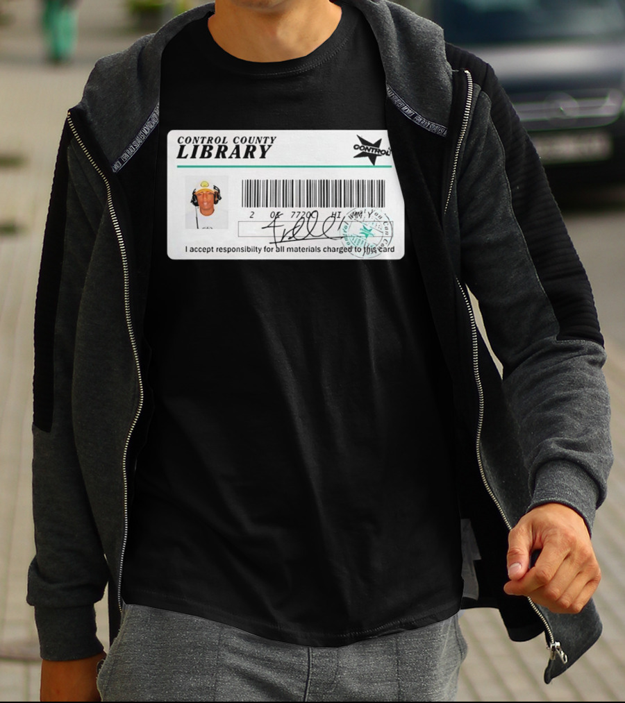 Control County Library Card Design With Signature And Photo T-Shirt
