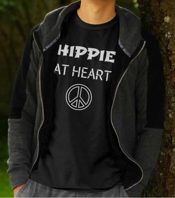 Hippie At Heart Peace Symbols Iconic Message T-Shirt