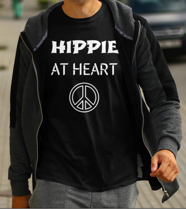 Hippie At Heart Peace Symbols Iconic Message T-Shirt