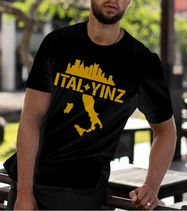 Ital Yinz Pittsburgh Skyline Italy Map T-Shirt