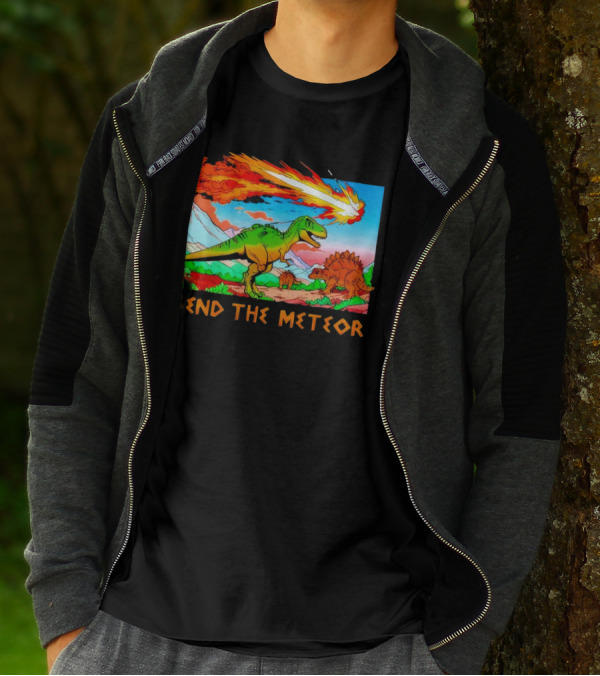 Send The Meteor Dinosaur T-Rex And Stegosaurus Meteor Impact T-Shirt