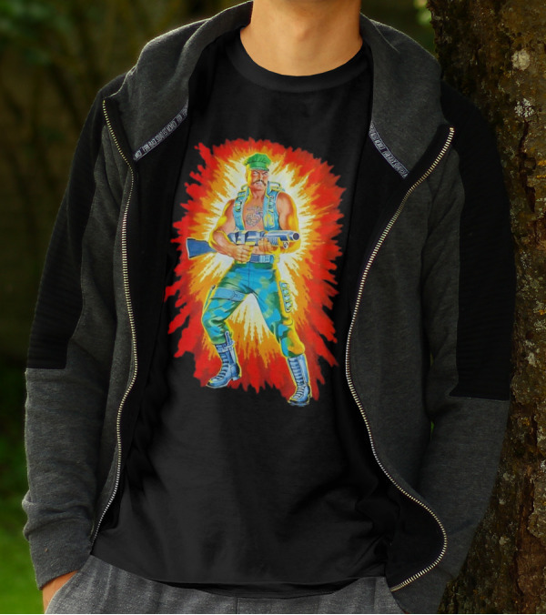 Gung-Ho GI Joe Action Figure Retro Style Burst Background T-Shirt