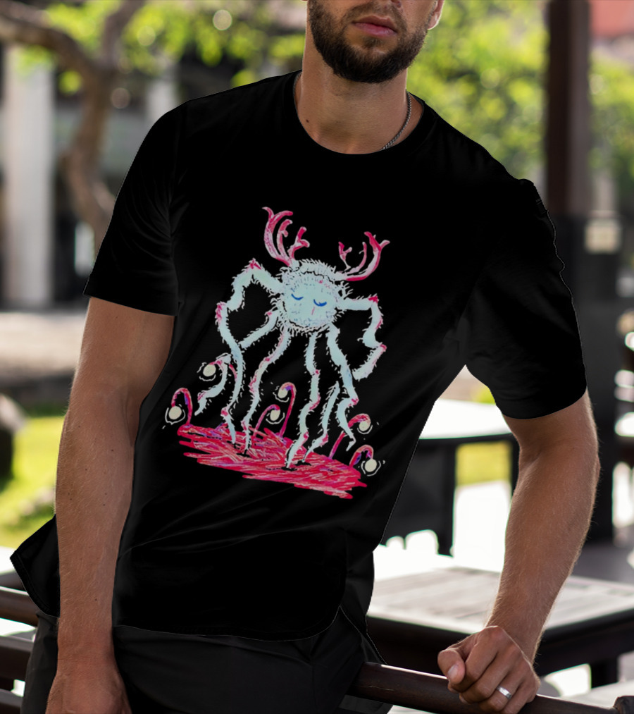 Cavetown Spider Whimsical Creature With Antlers In Pastel Sketch T-Shirt