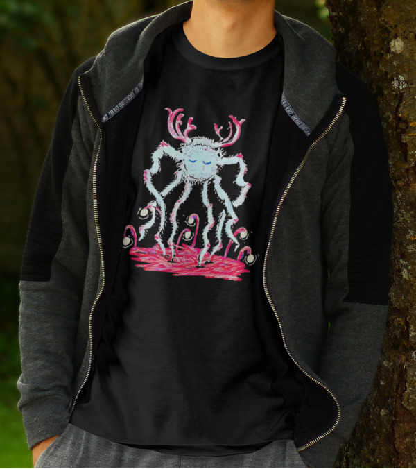Cavetown Spider Whimsical Creature With Antlers In Pastel Sketch T-Shirt