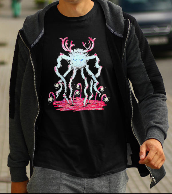 Cavetown Spider Whimsical Creature With Antlers In Pastel Sketch T-Shirt