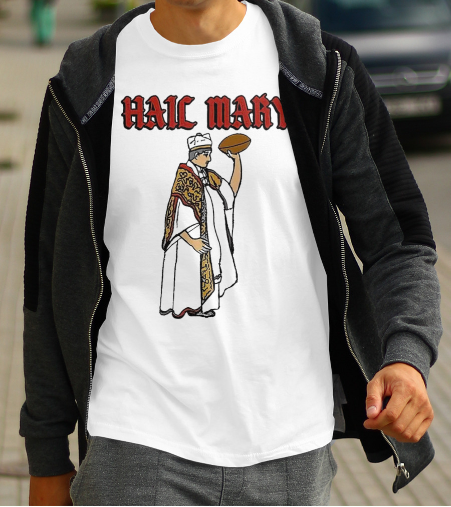 Hail Mary Priest Holding Football T-Shirt