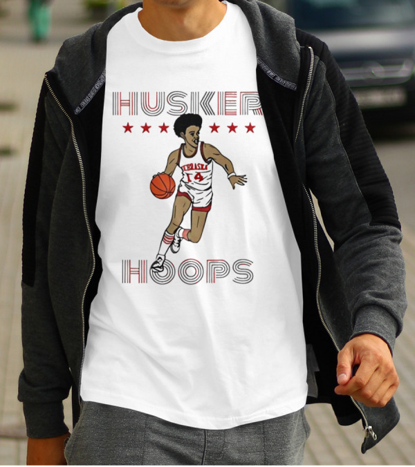 Husker Hoops Nebraska Cornhuskers Basketball Player With Stars T-Shirt