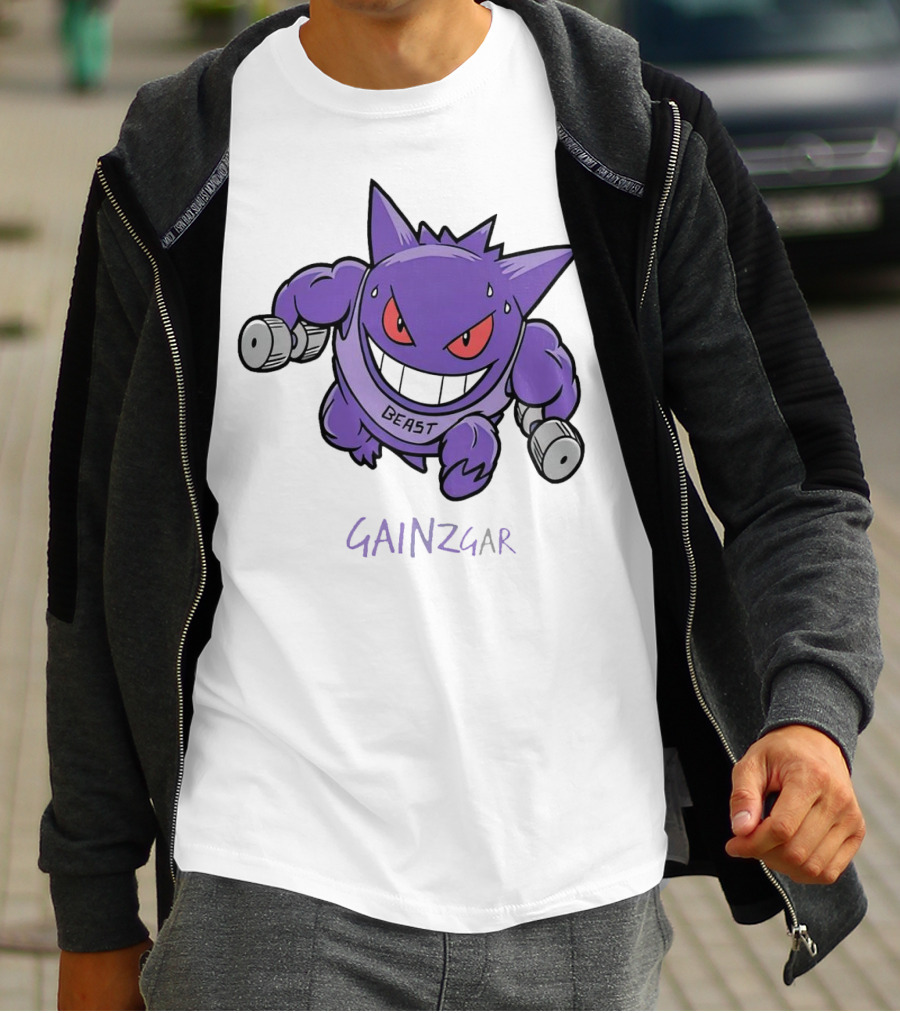 Pokemon Gengar Gainzgar Beast Lifting Dumbbells T-Shirt