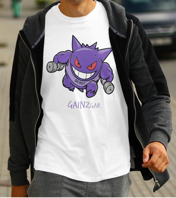 Pokemon Gengar Gainzgar Beast Lifting Dumbbells T-Shirt