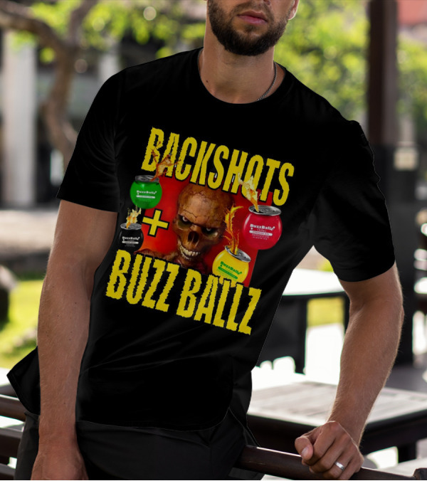 Backshots With Buzz Ballz Fiery Skeleton Combo T-Shirt