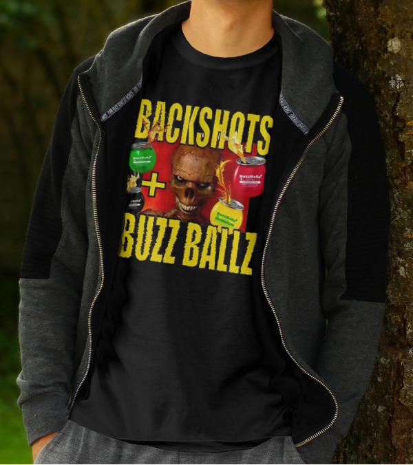 Backshots With Buzz Ballz Fiery Skeleton Combo T-Shirt
