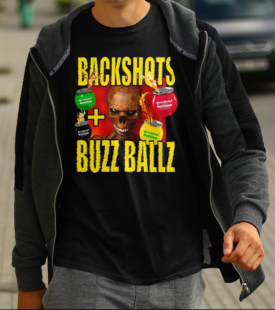 Backshots With Buzz Ballz Fiery Skeleton Combo T-Shirt
