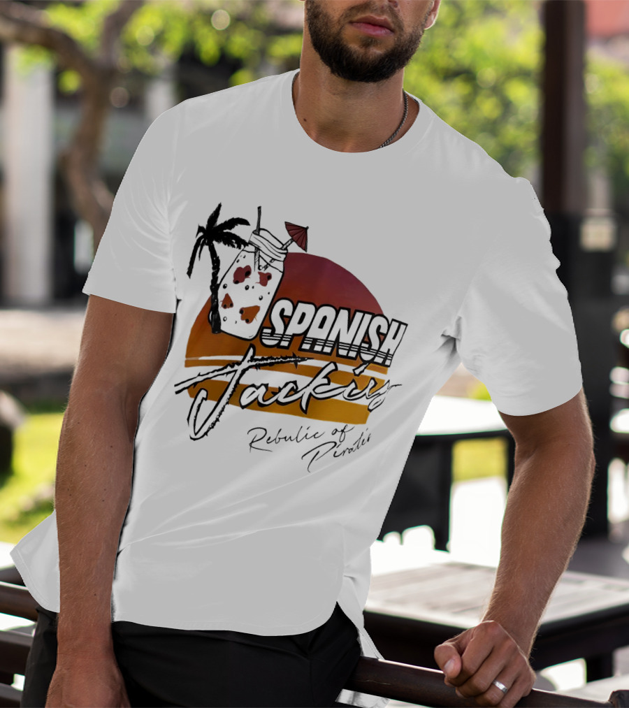 Spanish Jacking Republic Of Pirates Sunset Palm Tropical Drink T-Shirt