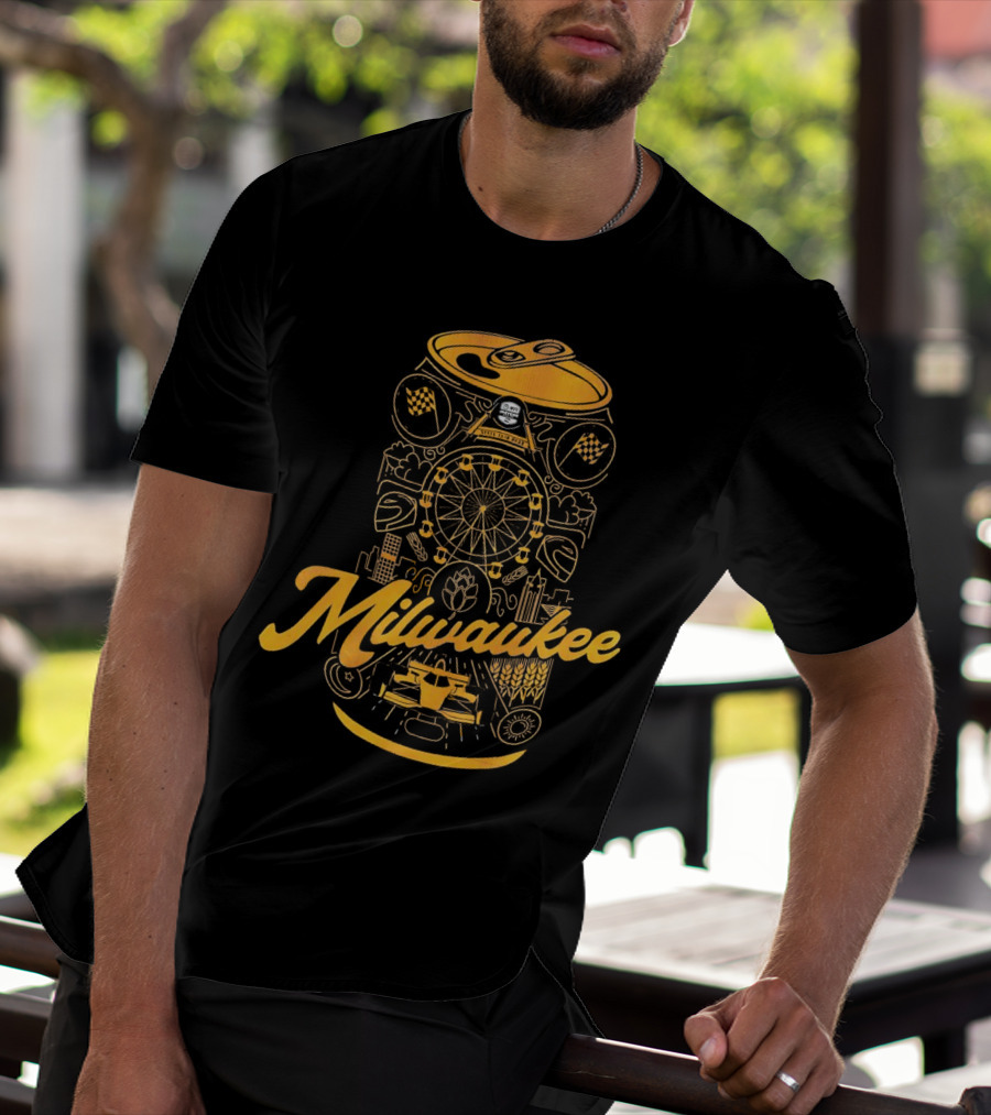Milwaukee State Fair Park Ferris Wheel And Beer Can T-Shirt