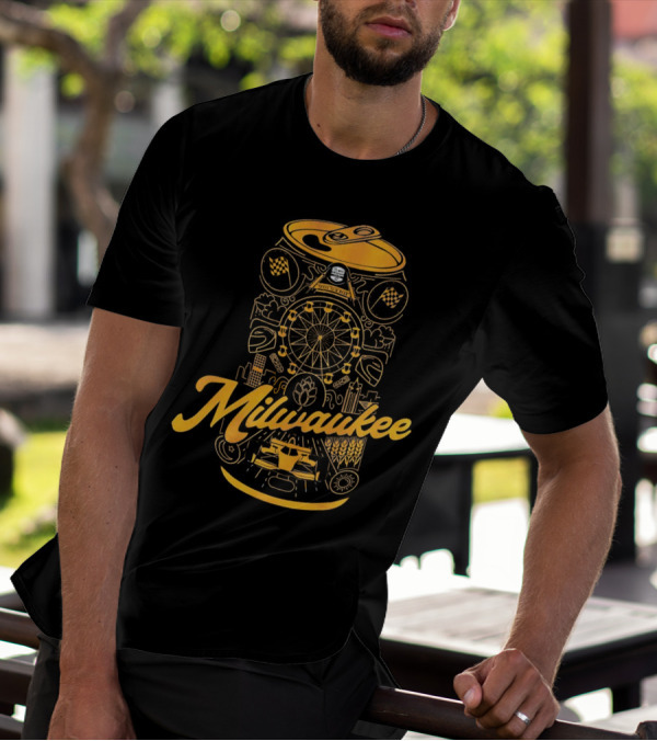 Milwaukee State Fair Park Ferris Wheel And Beer Can T-Shirt