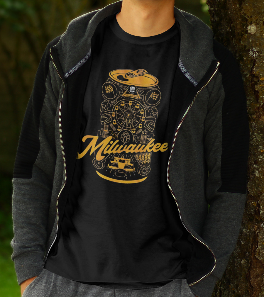 Milwaukee State Fair Park Ferris Wheel And Beer Can T-Shirt