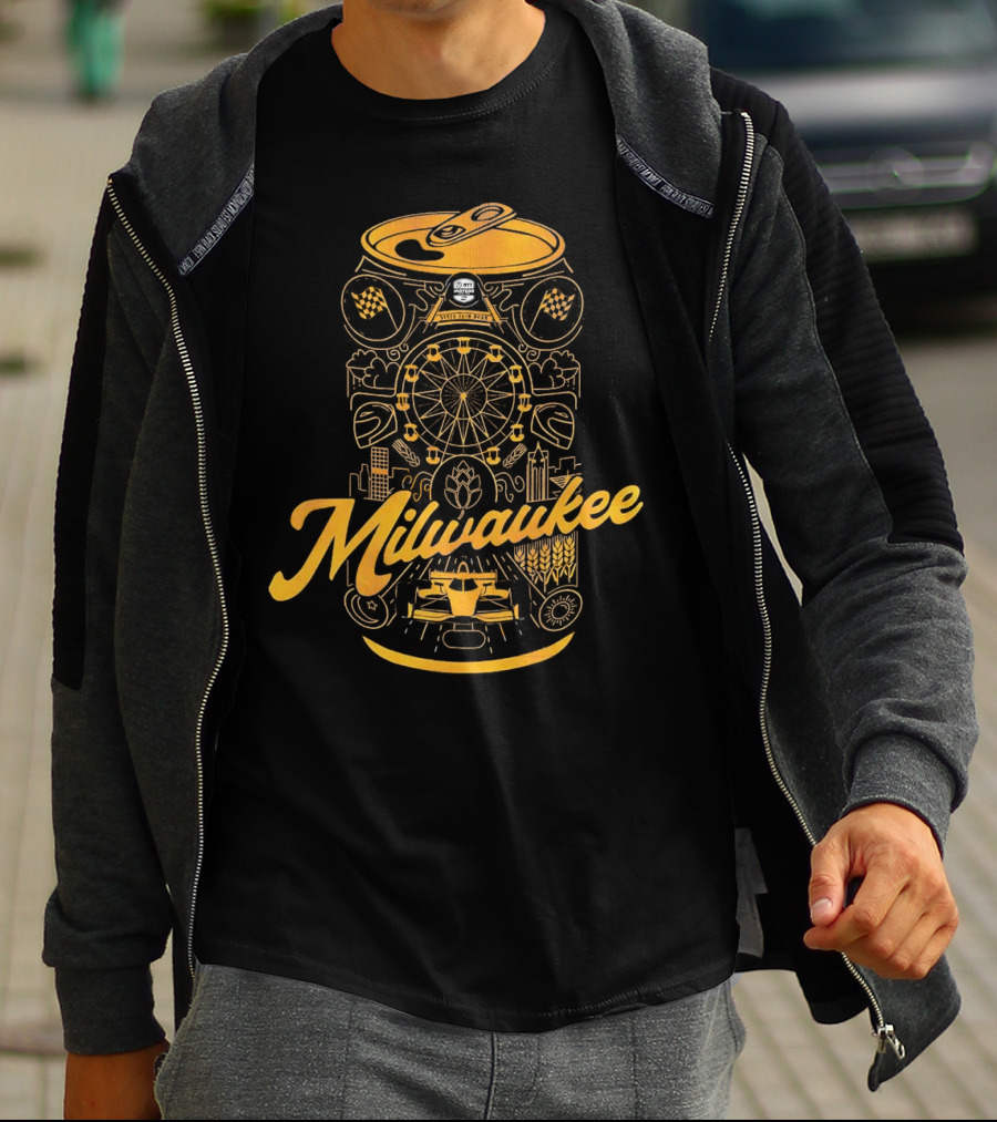 Milwaukee State Fair Park Ferris Wheel And Beer Can T-Shirt