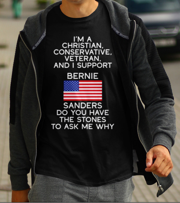 Christian Conservative Veteran Supporting Bernie Sanders American Flag Inquiry T-Shirt