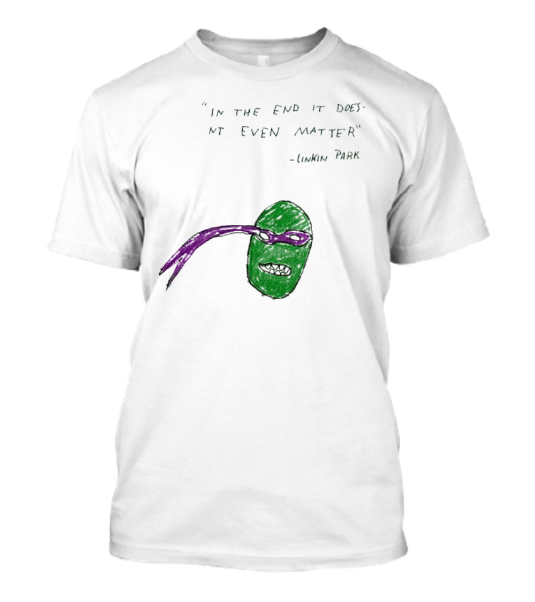 Linkin Park In The End It Does Nt Even Matter Green Mask Purple Band T-Shirt