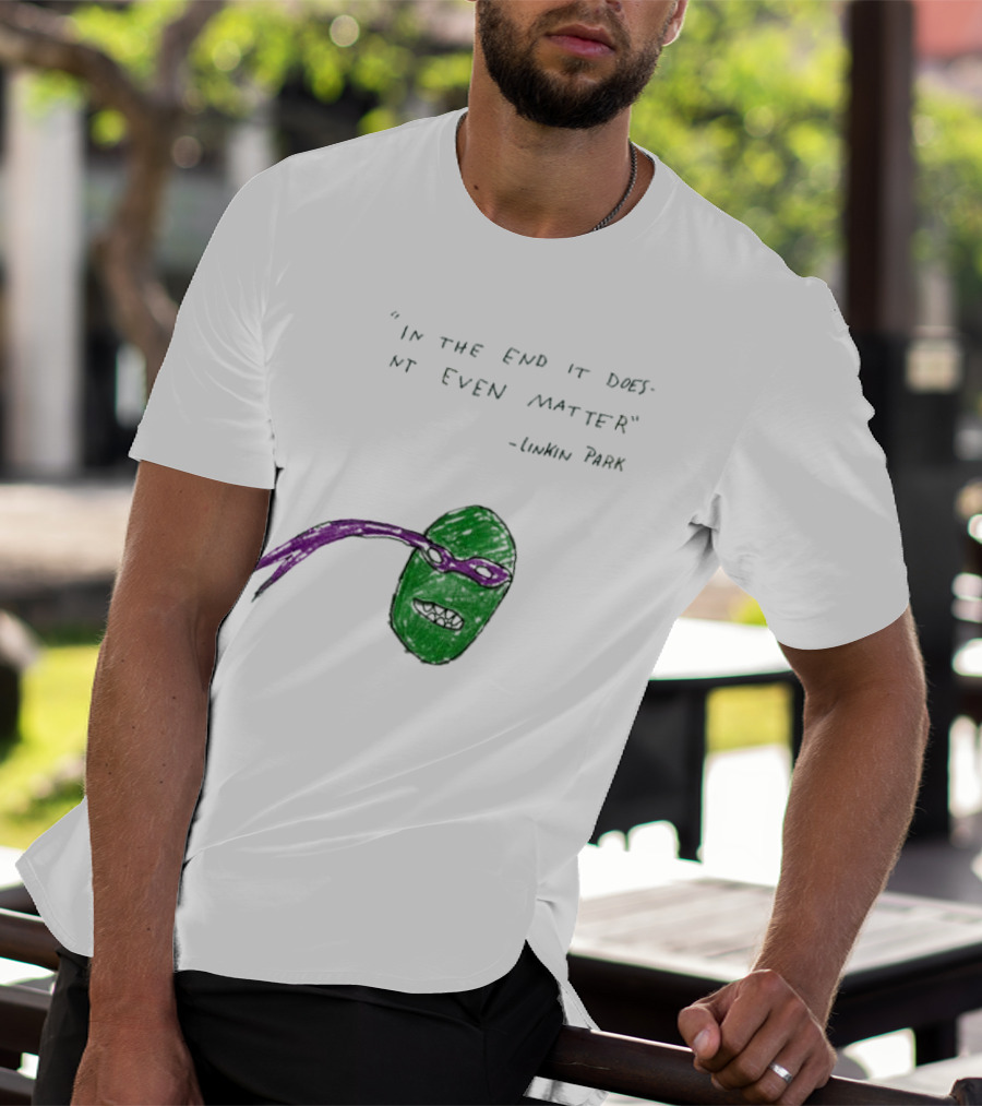 Linkin Park In The End It Does Nt Even Matter Green Mask Purple Band T-Shirt